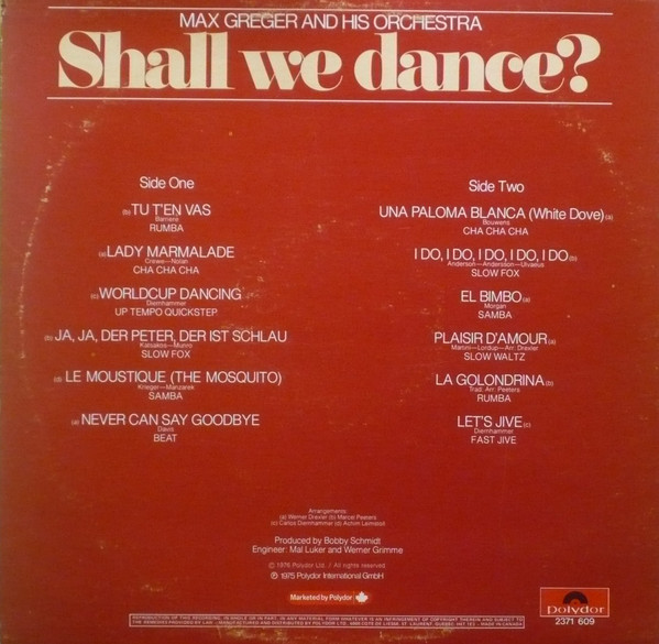 Max Greger Und Sein Orchester - Shall We Dance (LP, Album) (Mint (M)) - Image 2