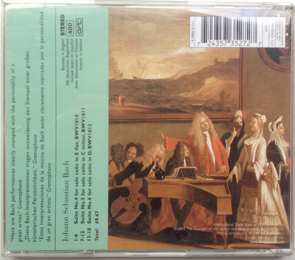 Johann Sebastian Bach · Paul Tortelier - Cello Suites Nos. 4-6 (CD, RM) (Near Mint (NM or M-)) - Image 4