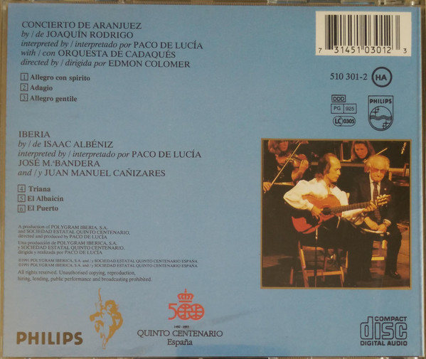 Paco De Lucía - Concierto De Aranjuez (CD, Album) (Near Mint (NM or M-)) - Image 2