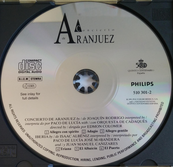 Paco De Lucía - Concierto De Aranjuez (CD, Album) (Near Mint (NM or M-)) - Image 3