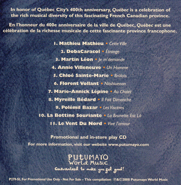 Various - Québec (CD, Comp, Promo, Car) (Near Mint (NM or M-)) - Image 2
