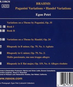Alternative view of Johannes Brahms, Egon Petri - Paganini Variations • Handel Variations (CD, Album, Mono) (Near Mint (NM or M-))