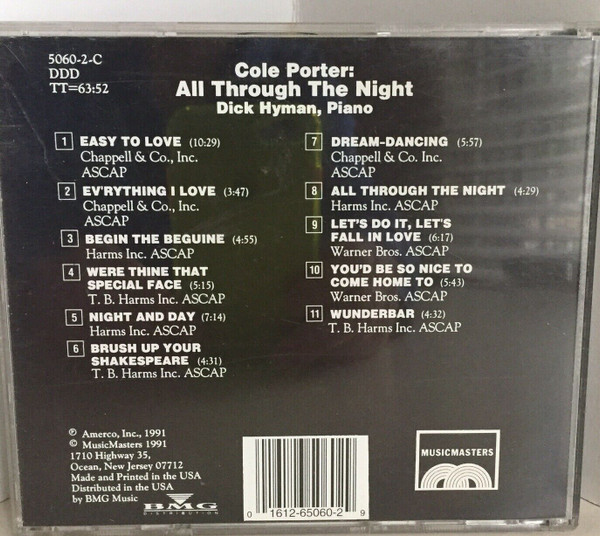 Dick Hyman - Cole Porter: All Through The Night (CD, Album) (Near Mint (NM or M-)) - Image 2