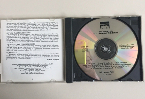 Dick Hyman - Cole Porter: All Through The Night (CD, Album) (Near Mint (NM or M-)) - Image 3