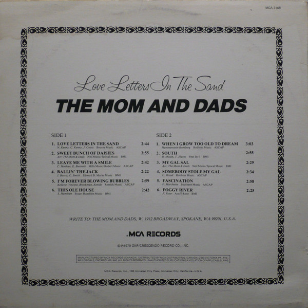 The Mom And Dads - Love Letters In The Sand (LP, Album) (Mint (M)) - Image 2