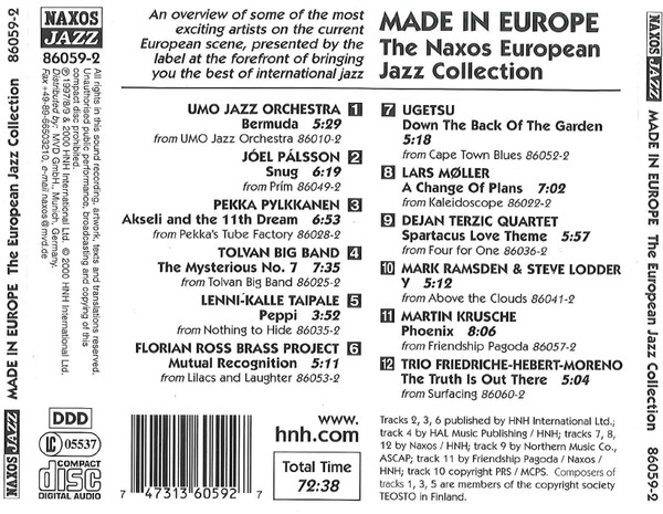 Various - Made In Europe The Naxos Jazz European Collection (CD, Comp) (Mint (M)) - Image 2