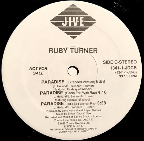 Ruby Turner - Paradise (12", Single, Promo) (Mint (M)) - Image 3