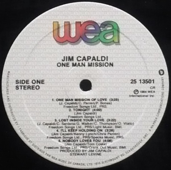 Jim Capaldi - One Man Mission (LP, Album) (Mint (M)) - Image 3