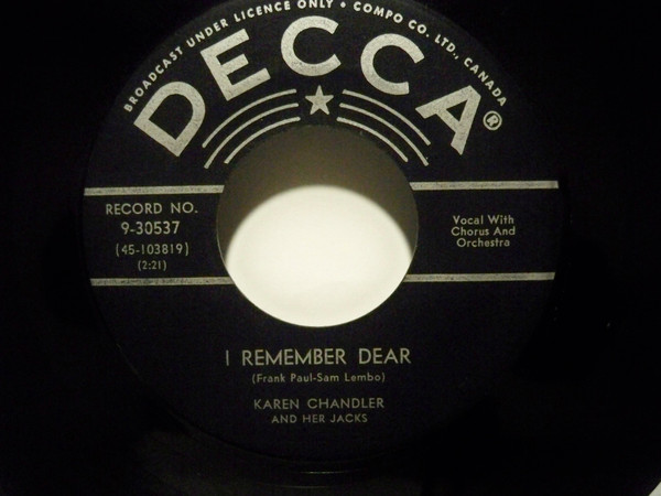 Karen Chandler - Sail Along Silv'ry Moon / I Remember Dear (7", Single) (Very Good Plus (VG+)) - Image 2