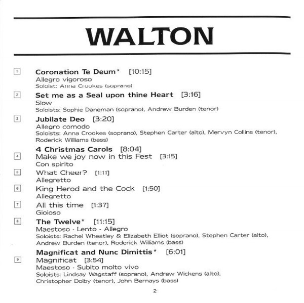 Sir William Walton, The Finzi Singers, Andrew Lumsden, Paul Spicer - Choral Works (CD, Album) (Near Mint (NM or M-)) - Image 3