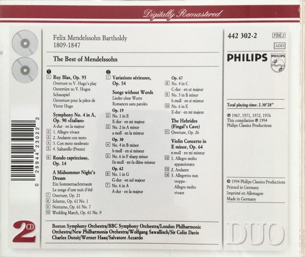 Felix Mendelssohn-Bartholdy - The Best Of Mendelssohn (Including Italian Symphony / Violin Concerto / A Midsummer Night's Dream) (2xCD, Comp) (Near Mint (NM or M-)) - Image 5