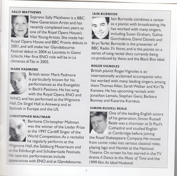 Sally Matthews, Iain Burnside, Mark Padmore, Christopher Maltman, Roger Vignoles, Simon Russell Beale, Anne Allen - The Pity Of War Songs And Poems Of Wartime Suffering (CD, Comp) (Near Mint (NM or M-)) - Image 5