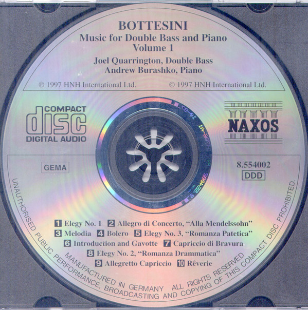 Giovanni Bottesini, Andrew Burashko, Joel Quarrington - Music For Double Bass & Piano, Vol. 1 (CD) (Near Mint (NM or M-)) - Image 3