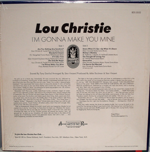 Lou Christie - I'm Gonna Make You Mine (LP, Album) (Mint (M)) - Image 2