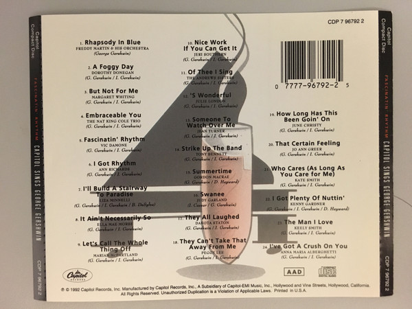 Various - Fascinatin' Rhythm - Capitol Sings George Gershwin (CD, Comp) (Near Mint (NM or M-)) - Image 2