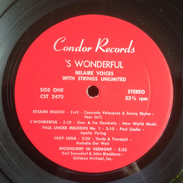 Belair Voices With Strings Unlimited (2) - 'S Wonderful (LP, Album) (Mint (M)) - Image 3
