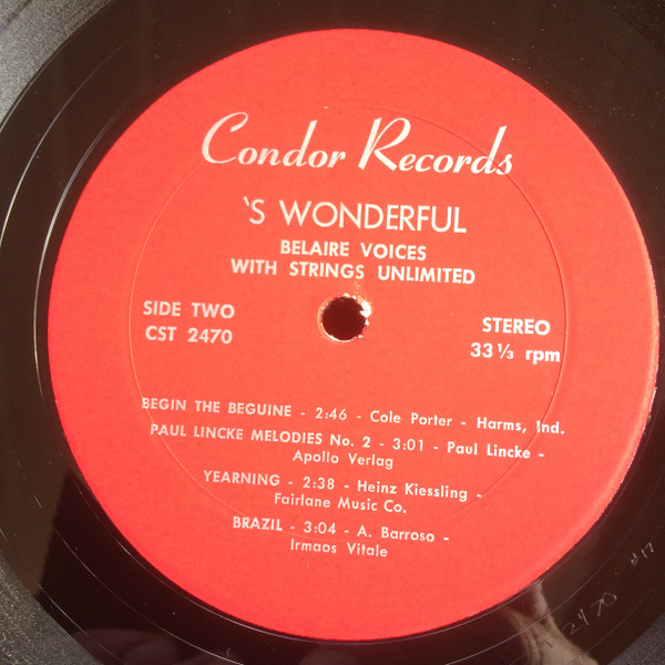 Belair Voices With Strings Unlimited (2) - 'S Wonderful (LP, Album) (Mint (M)) - Image 4