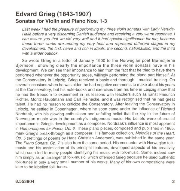 Edvard Grieg - Henning Kraggerud, Helge Kjekshus - Violin Sonatas Nos. 1-3 (CD, Album) (Near Mint (NM or M-)) - Image 5