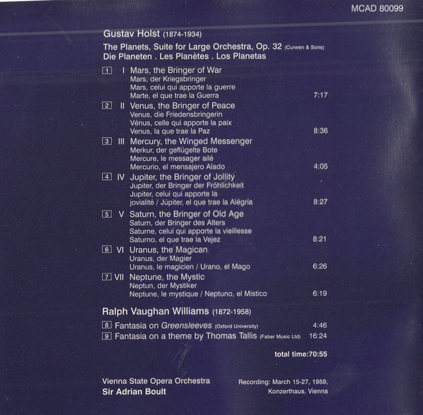 Gustav Holst - The Planets / Boult (CD, Comp, RE, RM) (Near Mint (NM or M-)) - Image 2