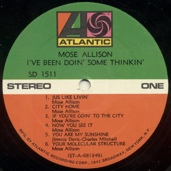 Mose Allison - I've Been Doin' Some Thinkin' (LP, Album) (Very Good Plus (VG+)) - Image 3