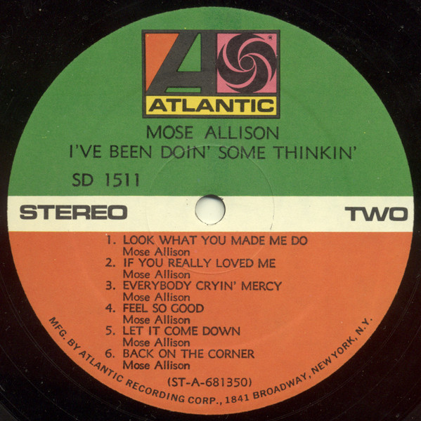 Mose Allison - I've Been Doin' Some Thinkin' (LP, Album) (Very Good Plus (VG+)) - Image 4