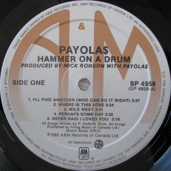 Payola$ - Hammer On A Drum (LP, Album) (Mint (M)) - Image 4