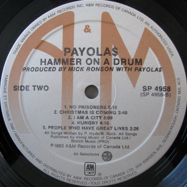 Payola$ - Hammer On A Drum (LP, Album) (Mint (M)) - Image 5