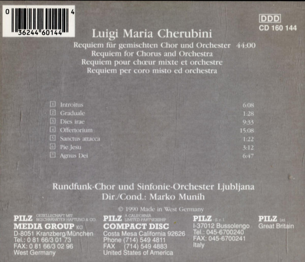 Luigi Maria Cherubini* - Requiem Pour Choeur Et Orchestre (CD, Album) (Near Mint (NM or M-)) - Image 2