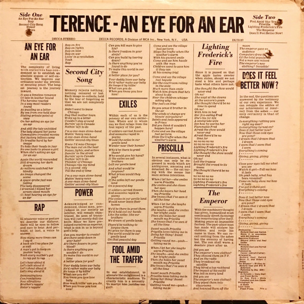 Terence (6) - An Eye For An Ear (LP, Album) (Mint (M)) - Image 2