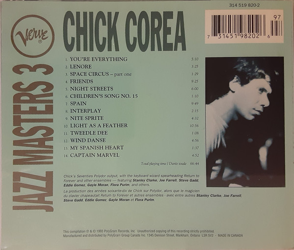 Chick Corea - Verve Jazz Masters 3 (CD, Comp) (Near Mint (NM or M-)) - Image 2