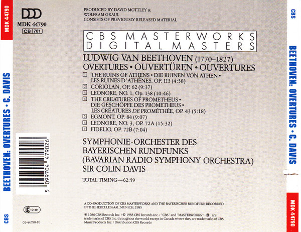 Beethoven*, Sir Colin Davis, Bavarian Radio Symphony Orchestra* - Overtures (CD, Album) (Near Mint (NM or M-)) - Image 2