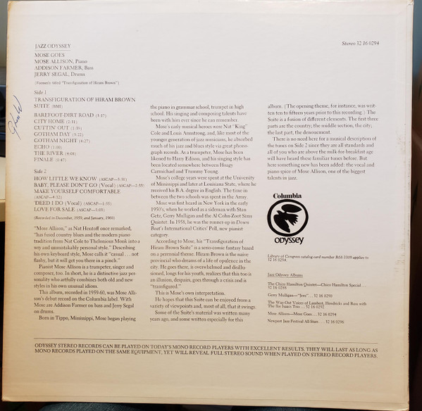 Mose Allison - Mose Goes (LP, Album, RE) (Near Mint (NM or M-)) - Image 2