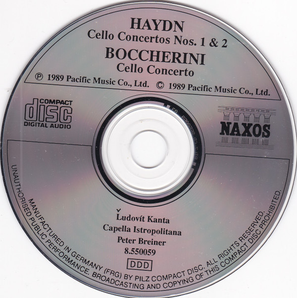 Haydn* / Boccherini* - Ludovít Kanta, Capella Istropolitana, Peter Breiner - Cello Concertos Nos. 1 And 2 / Cello Concerto (CD) (Near Mint (NM or M-)) - Image 3
