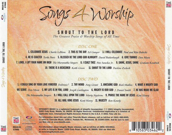 Various - Songs 4 Worship: Shout To The Lord. The Greatest Praise & Worship Songs Of All Time. (2xCD, Comp) (Mint (M)) - Image 2