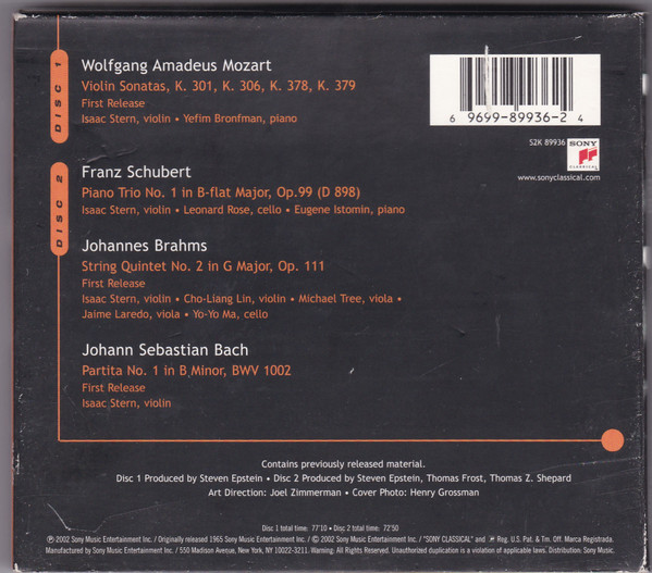 Isaac Stern - In Tribute And Celebration (2xCD) (Mint (M)) - Image 2