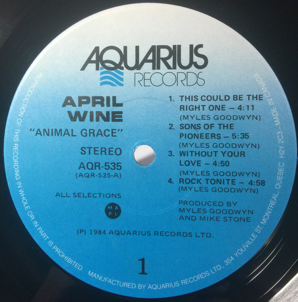 April Wine - Animal Grace (LP, Album) (Mint (M)) - Image 3
