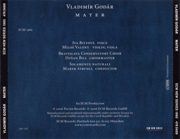 Vladimír Godár - Iva Bittová, Miloš Valent, Marek Štryncl, Solamente Naturali, Bratislava Conservatory Choir, Dušan Bill - Mater (CD, Album) (Mint (M)) - Image 4
