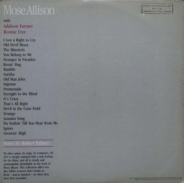 Mose Allison - Ol' Devil Mose (2xLP, Comp, RM, Gat) (Very Good Plus (VG+)) - Image 4