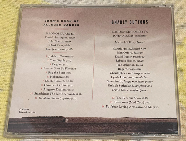 John Adams, London Sinfonietta & Kronos Quartet - Gnarly Buttons & John's Book Of Alleged Dances (CD, Album, Club) (Near Mint (NM or M-)) - Image 3