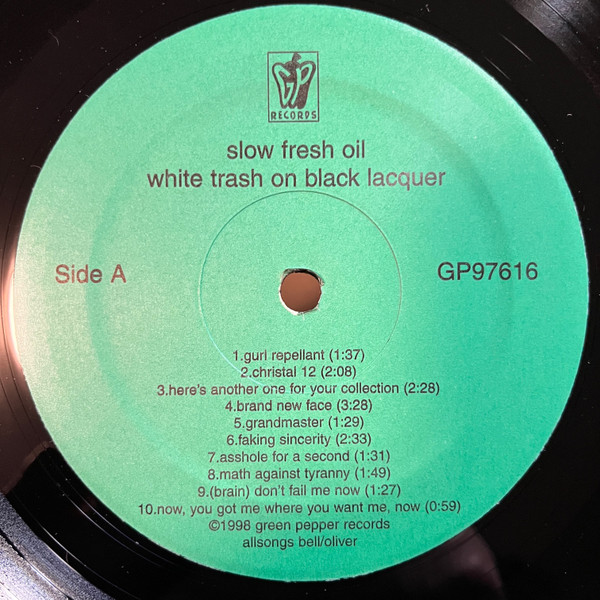Slow Fresh Oil - White Trash On Black Lacquer (LP, Album) (Near Mint (NM or M-)) - Image 3