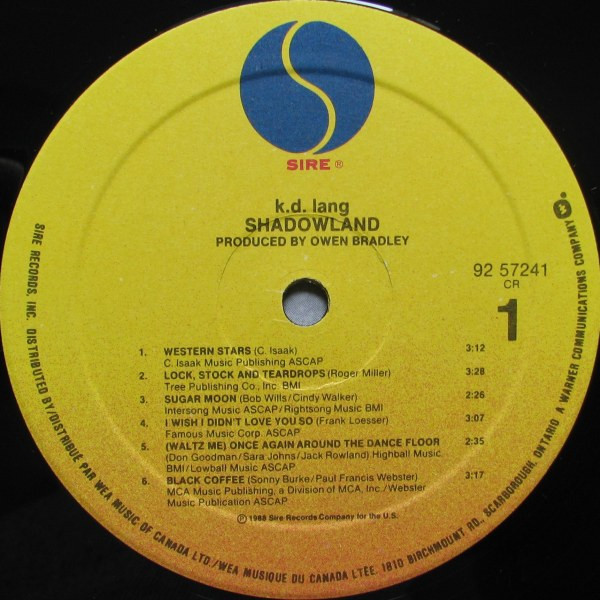 k.d. lang - Shadowland (The Owen Bradley Sessions) (LP, Album) (Mint (M)) - Image 3
