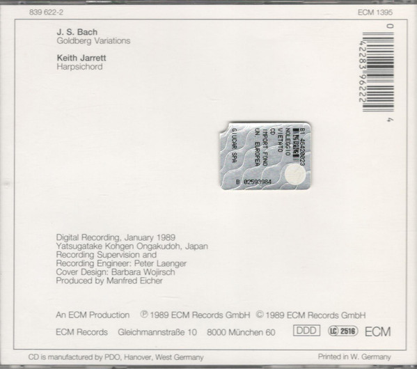Johann Sebastian Bach / Keith Jarrett - Goldberg Variations (CD, Album) (Near Mint (NM or M-)) - Image 2