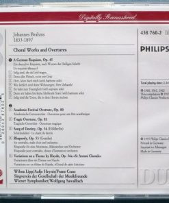 Alternative view of Brahms*, Aafje Heynis, Wilma Lipp, Franz Crass, Wolfgang Sawallisch, Wiener Symphoniker, Wiener Singverein - Choral Works And Overtures Including German Requiem, Song Of Destiny, Alto Rhapsody (2xCD, Comp, RM, PMD) (Near Mint (NM or M-))