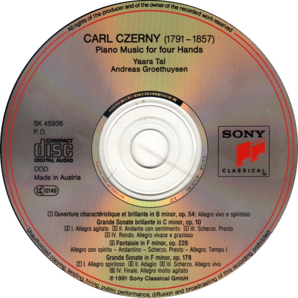Carl Czerny, Duo Tal & Groethuysen - Piano Music For Four Hands (CD, Album) (Near Mint (NM or M-)) - Image 3