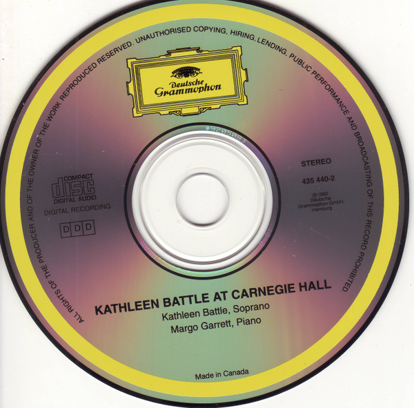 Kathleen Battle - At Carnegie Hall (CD, Album) (Near Mint (NM or M-)) - Image 2