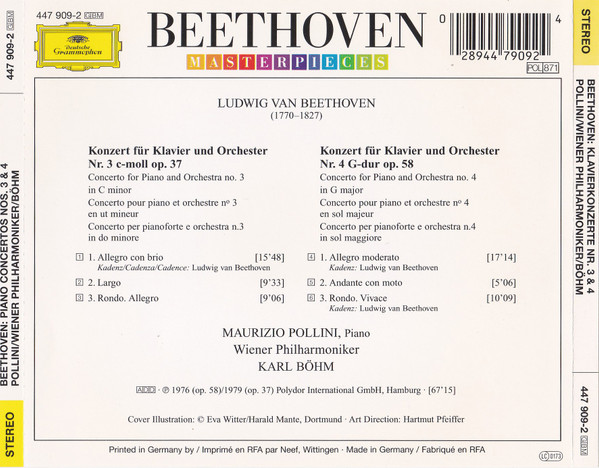 Beethoven*, Maurizio Pollini, Wiener Philharmoniker, Karl Böhm - Klavierkonzerte · Piano Concertos 3 & 4 (CD, Comp) (Near Mint (NM or M-)) - Image 3