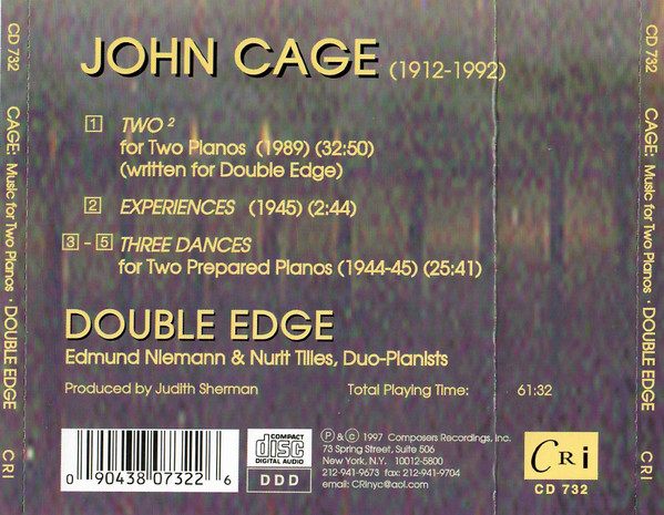John Cage - Double Edge / Edmund Niemann & Nurit Tilles - Two², Experiences, 3 Dances (CD, Album) (Near Mint (NM or M-)) - Image 2