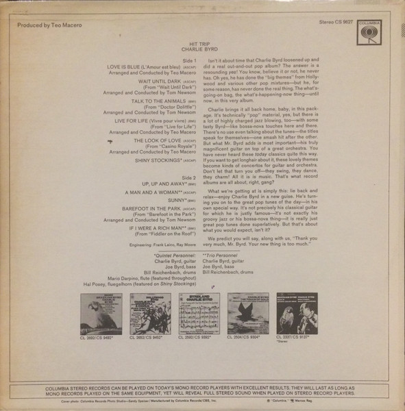 Charlie Byrd - Hit Trip (LP, Album) (Very Good Plus (VG+)) - Image 2