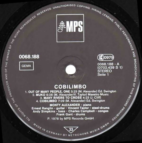 Monty Alexander - Cobilimbo (LP, Album) (Very Good Plus (VG+)) - Image 2