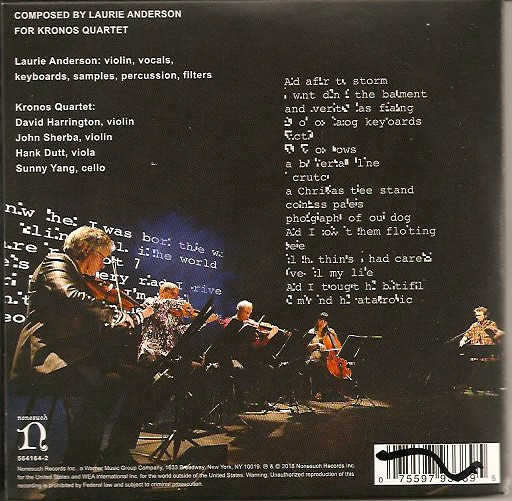 Laurie Anderson & Kronos Quartet - Landfall (CD, Album) (Mint (M)) - Image 2
